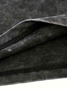 เสื้อยืดฮิปฮอปแบบล้างได้สำหรับทุกเพศเสื้อยืดวินเทจผ้าฝ้าย100% โอเวอร์ไซส์ - Product Image 3