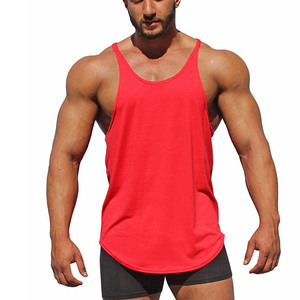 Gran oferta de camiseta sin mangas de verano para hombre, camiseta sin mangas de entrenamiento transpirable ecológica en rojo liso - Product Image 1