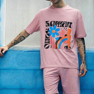 Nuevo estilo de 2 piezas de entrenamiento de verano para hombres transpirable de talla grande 100% chándal de algodón conjunto de gimnasio con diseño personalizable - Product Image 5