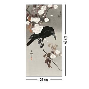 Impresión Artística de Ohara Koson, 20x40 cm, Diseño de Cuervo y Flor de Cerezo en Papel - Product Image 3