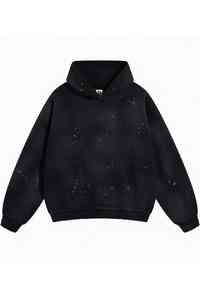 Sweat-shirt surdimensionné vintage en gros, lavage à l'acide, peinture éclaboussée, poids lourd, pour hommes |   Sweat-shirt à capuche sans cordon de serrage Streetwear - Product Image 6