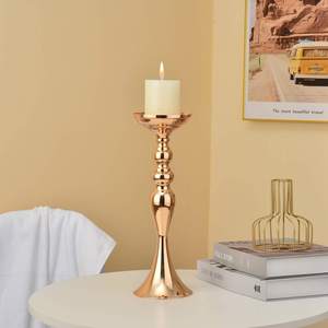 Bougeoir en métal plaqué or porte-fleurs de table de luxe pour la décoration d'éclairage de table de mariage fêtes dîner - Product Image 4