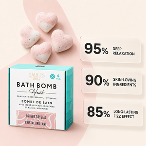 Set de Regalo de Bombas de Baño con Forma de Corazón de Cristal Brillante, 4 Piezas, con Aceite de Semilla de Uva, Sal Marina, Vitamina E, Bombas de Baño Efervescentes Hidratantes para la Piel - Product Image 2
