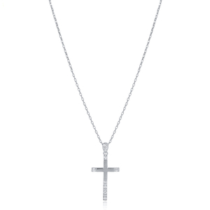 Collier avec pendentif en forme de croix tendance chrétienne pour fiançailles et mariage, pierre en zircon clair, fabrication artisanale turque, bijoux en argent sterling 925 - Product Image 2