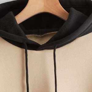 2025 nueva llegada sudadera de Color sólido para mujer Sudadera con capucha de lana de algodón informal con logotipo frontal para invierno - Product Image 3