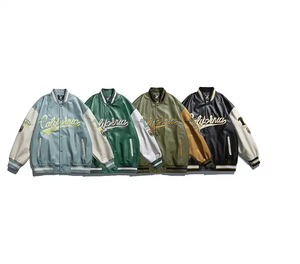 Personalizado para hombre de cuero mangas carta hombre béisbol Varsity chaqueta bombardero de gran tamaño rayas puño béisbol Letterman Varisty chaqueta - Product Image 3