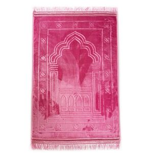 Alfombra de Oración de Seda Suave, Acolchada y Gruesa, Alfombra Islámica para Namaz con Respaldo Antideslizante, Apta para el Hogar, la Mezquita y Viajes - Product Image 1