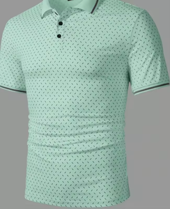 Chemises d'été décontractées pour hommes, imprimées, tricotées, à séchage rapide, manches courtes, polyester/coton - Product Image 3
