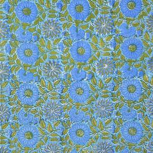 Blue Jaipuri Hand Block Print 240 TC Cotton Super <b>King</b> <b>Size</b> Double Bed <b>Sheet</b> with 2 Floral Pillow Covers Eco-Friendly (ALDB1004) - Product Image 4