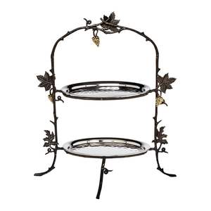 Support à gâteau moderne en acier inoxydable plaqué or de qualité alimentaire, écologique, à 2 niveaux, en forme de feuille, pour servir des cupcakes - Product Image 1