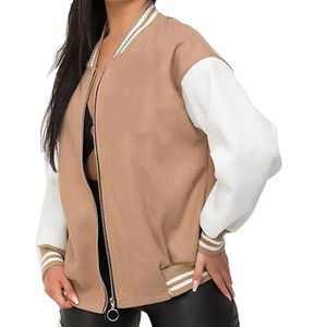 Chaqueta Universitaria de Béisbol para Mujer, Elegante, para Uso Casual, Chaqueta Universitaria Personalizada con Mangas de Cuero, Gran Venta - Product Image 5