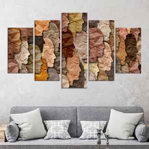 Tableau sur toile multicolore avec visages humains : Affiche de silhouettes diverses, lot de 5 toiles assorties - Product Image 1