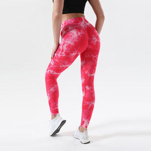 Hot Selling Women's High Waist Quick Drying Elastic Waist Sport Leggings-<b>Peach</b> Hip Seamless Yoga Pants with <b>Sexy</b> Tie-Dye Design - Product Image 4