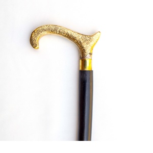 Poignée de conception en laiton classique bâton de marche en bois sculpté à la main bâton de randonnée fini polonais pour la vieillesse hommes femmes usage quotidien - Product Image 3