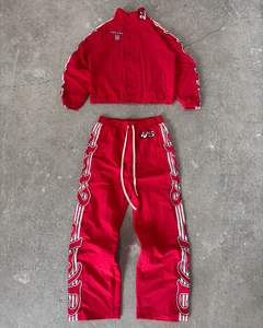 Conjunto Deportivo de Dos Piezas para Hombre, Talla Grande, Estilo Urbano, Verano, con Bordado, Pantalones Acampanados y Sudadera con Capucha, Transpirable y de Secado Rápido - Product Image 6