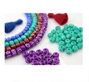 Blue Beads Collection <b>for</b> <b>Crafts</b> & Jewelry Custom Colored <b>Wood</b> Beads Shaped and Sized Fast Delivery From India - Product Image 1