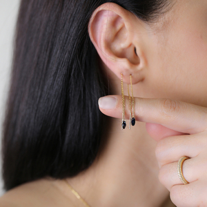 ต่างหูแบบร้อยโซ่ประดับพลอยไพลิน งานแฮนด์เมดจากตุรกี ขายส่ง เครื่องประดับเงินแท้ 925 - Product Image 5