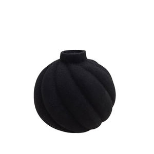 Vase à fleurs rond en aluminium avec gravure Texture noire Couleur Design moderne Jardinière en métal pour la décoration de la maison et du jardin - Product Image 1