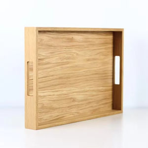 Plateau de service ottoman en bois au design moderne avec poignées pour le petit-déjeuner au lit ou l'hébergement d'un cadeau de pendaison de crémaillère pour elle - Product Image 1