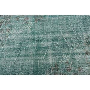 Alfombra Turca de 3.8x6.8 pies, Alfombra Vintage, Alfombra de Lana a Rayas Verde Gris - Product Image 5