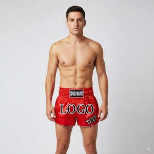 กางเกงขาสั้นมวยไทยพิมพ์ลาย DTG DTF โพลีเอสเตอร์100% ตามสั่งทนทานระบายอากาศได้สำหรับยิมกางเกงชกมวยสำหรับผู้ชายผู้หญิงพิมพ์โลโก้ - Product Image 5