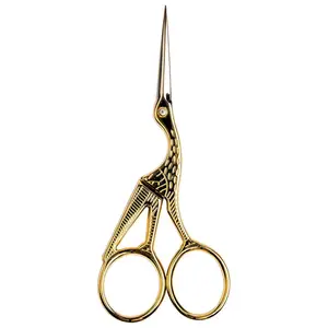 4.5 Forged Embroidery Gold Plated, Stork Design Scissors, Titanium Scissors Embroidery Scissors Stainless Steel