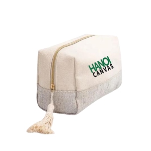Vietnamese Manufacturer's Custom Printed Logo Zipper <b>Makeup</b> Bag Cotton Canvas <b>Case</b> Multifunctional Cosmetic Bag BSCI Dot - Product Image 5