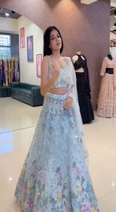 Elegante pesado Organza seda Lehenga Choli moda indio paquistaní codificación bordado lentejuelas trabajo con Cancan & Canvas Patta - Product Image 2