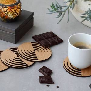 Juego de 4 posavasos de madera geométricos modernos para té, café y vasos, estilo minimalista clásico, esteras y almohadillas decorativas para el hogar - Product Image 2