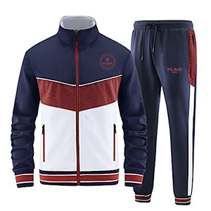 Conjunto Deportivo de 2 Piezas para Hombre, Estampado Sólido, Resistente al Viento, Transpirable, Ecológico, 100% Algodón, para Entrenamientos de Invierno, Informal, para Correr - Product Image 1