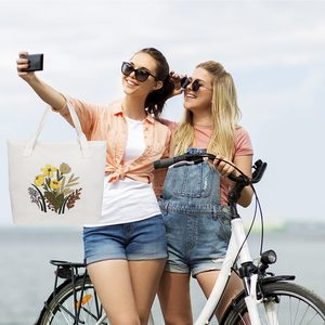 Sac fourre-tout personnalisé en toile de coton biologique brodé 100% sacs fourre-tout en coton pour femmes OEM fabriqué au Vietnam - Product Image 5