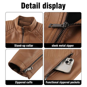 Veste en cuir pour homme respirante à étiquette privée, utilisation en extérieur, veste en cuir légère pour homme - Product Image 5