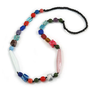 Collier en résine géométrique mignon avec perles, design multicolore en pierre naturelle, style bohème, bijoux unisexe pour femme, idéal pour mariage et fête - Product Image 4
