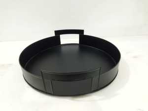 Factory Manufacture Round Iron Food Serving Trays 32 cm <b>Metal</b> Tray <b>Plate</b> Serving Bulk with Handle - Product Image 3