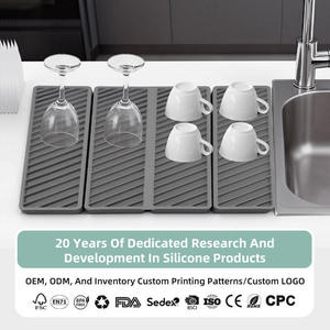 Hot Sell Eco-Friendly Classic Design Square Kitchen Tableware Silicone Diatom <b>Board</b> <b>Drain</b> <b>Mat</b> Collapsible Foldable Non-Slip - Product Image 4