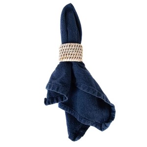 Camden Lot de 6 ronds de serviette en rotin tissés à la main ronds de serviette en métal avec tissage serré pour un accent de table parfait - Product Image 2