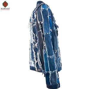 Veste en jean patchwork, recyclage du denim, durable, qualité supérieure, dernier style, respirante, vestes en jean pour hommes - Product Image 5