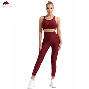 Combinaison de fitness pour femmes personnalisée avec leggings à motif solide et ensemble de yoga vêtements de sport personnalisé design uni - Product Image 2