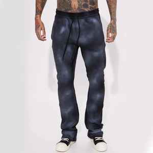 Pantalon de survêtement évasé vintage personnalisé délavé à l'acide pour hommes respirant confortable taille moyenne mélange polyester/coton délavé au soleil en détresse - Product Image 3