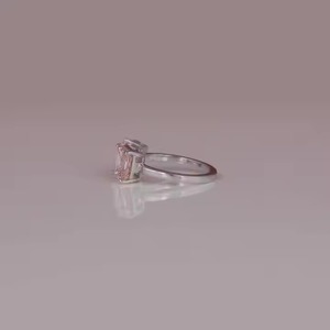 Solid Gold Engagement Ring With Ascher and Emerald Cut Custom Design 10K Lab Grown Pink Diamond Gold Plated Certified - Product Image 2