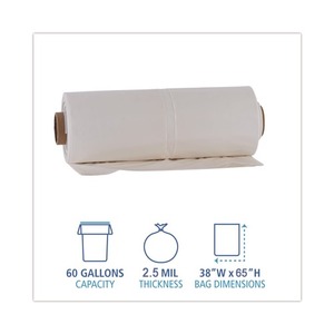 Revestimientos para bidones industriales Boardwalk de 60 galones y 38 pulgadas X 65 Pulgadas Plástico Transparente PE LDPE para Agua y Almacenamiento de Agua - Product Image 6