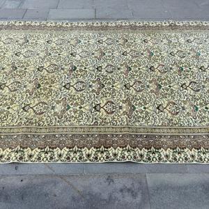 Vintage Turkish Rug, 6.4x9.6 ft Rug, <b>Brown</b> Persian <b>Wool</b> Rug - Product Image 4