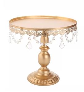 Support à gâteau en métal européen, pièces de décoration de mariage, support à gâteau sur pied haut, plateau en verre, présentoir de table à dessert - Product Image 1
