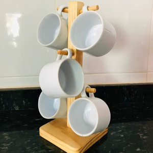 Support à tasses en bois naturel tendance, support de comptoir de cuisine, support à tasses à café et à thé, organisateur de rangement, support de table, organisateur suspendu - Product Image 1