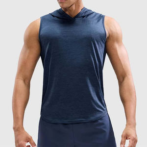 Gym Fitness Wear Men's Plus Size <b>Hoodies</b> <b>Sleeveless</b> Winter Embroidered 100% Cotton Fleece Oversized Breathable Sportswear - Product Image 1