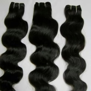 Grado 12A Virgin Remy Wave Calidad Indian Virgin Hair Tejido de cabello natural India Deep Wave 100% Máquina de cabello humano Trama Doble - Product Image 1