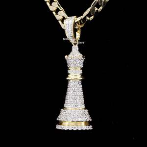 Pendentif Reine d'échecs Iced Out en Moissanite, en argent 925, Pendentifs de luxe à thème, Unisexe, pour usage quotidien - Product Image 4