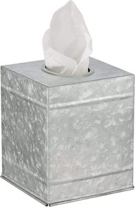 Porte-boîte à mouchoirs décoratif en acier galvanisé carré rustique - Product Image 4