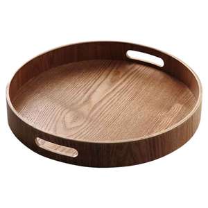 Bandeja redonda de madera de acacia para la cena, juego ligero de platos para aperitivos y postres para bodas y fiestas, platos de fácil limpieza - Product Image 1