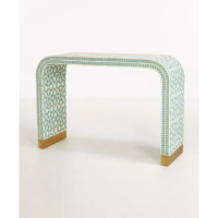 Table console en résine d'os et bois incrusté, faite à la main, de haute qualité, MULTI CRAFT, écologique, design classique, taille et forme personnalisables, luxe